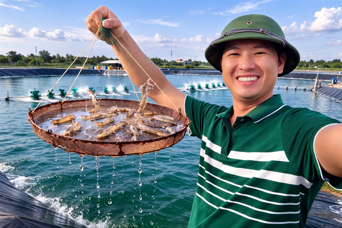 Dấu hiệu tôm bị EHP - Thiện Mũ Cối kiểm tôm soi gan tụy