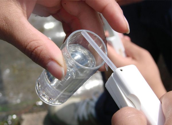 Đo độ kiềm và pH trong ao nuôi tôm bằng bộ test kit lấy mẫu nước thực tế